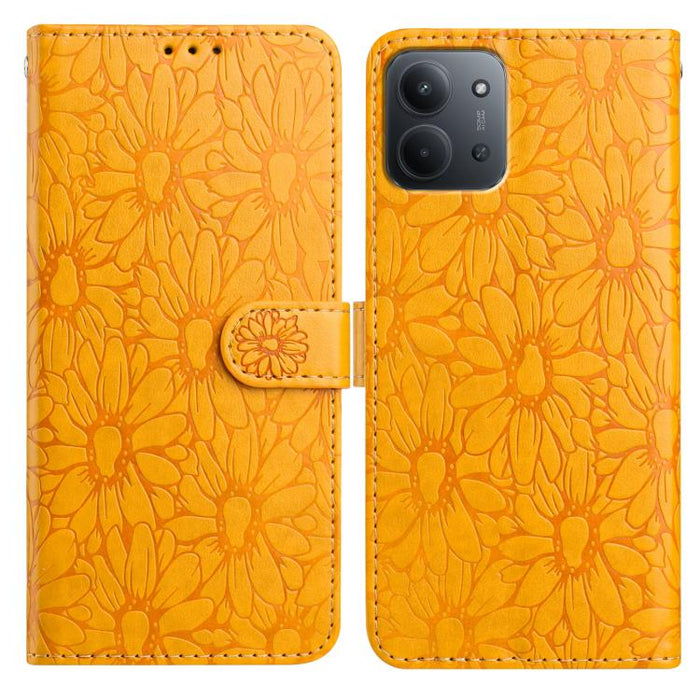 Funda de teléfono de cuero con relieve de margarita, For Redmi K90 Pro Max / Poco F8 Ultra, For Redmi K90 / Poco F8 Pro, For Redmi 15C 5G / 4G EU 173mm, For Redmi 15 5G / 4G EU 171mm, For Redmi 15C 5G / 4G Global 171mm, For Redmi A5 4G 173.3mm         ...
