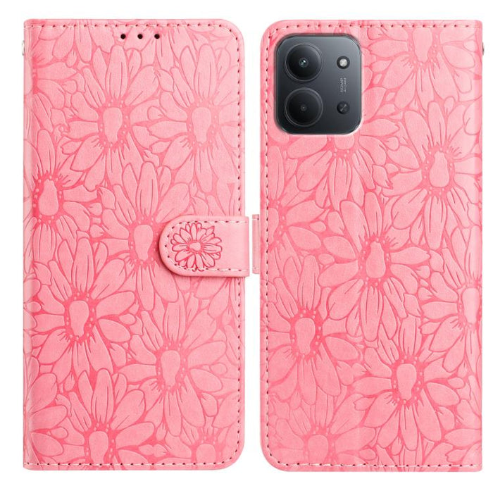 Funda de teléfono de cuero con relieve de margarita, For Redmi K90 Pro Max / Poco F8 Ultra, For Redmi K90 / Poco F8 Pro, For Redmi 15C 5G / 4G EU 173mm, For Redmi 15 5G / 4G EU 171mm, For Redmi 15C 5G / 4G Global 171mm, For Redmi A5 4G 173.3mm         ...