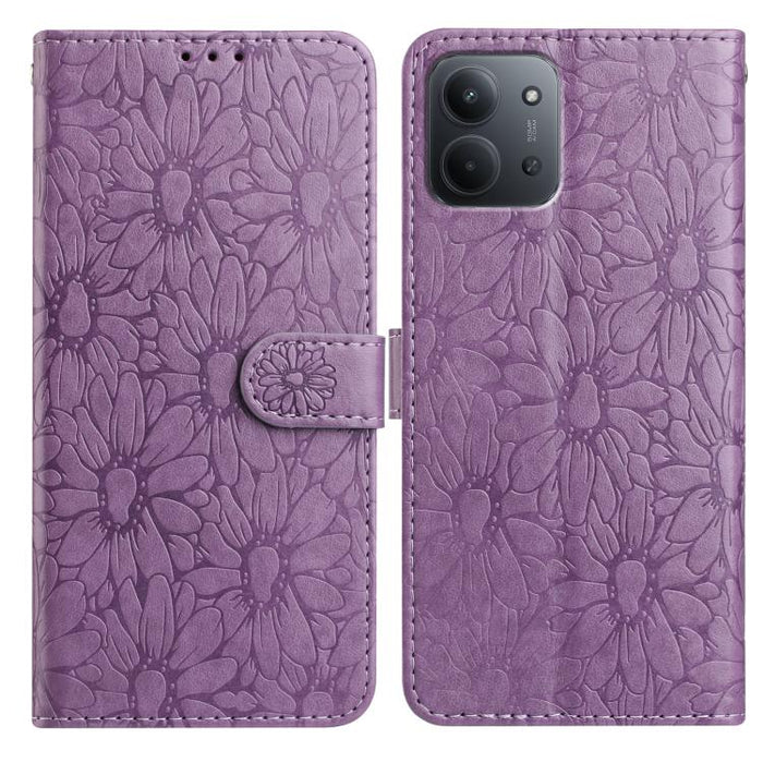 Funda de teléfono de cuero con relieve de margarita, For Redmi K90 Pro Max / Poco F8 Ultra, For Redmi K90 / Poco F8 Pro, For Redmi 15C 5G / 4G EU 173mm, For Redmi 15 5G / 4G EU 171mm, For Redmi 15C 5G / 4G Global 171mm, For Redmi A5 4G 173.3mm         ...