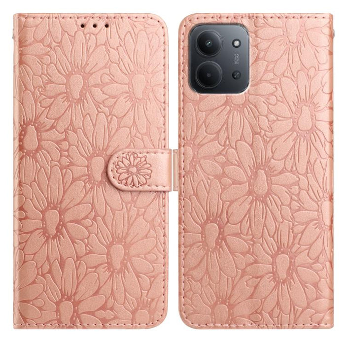Funda de teléfono de cuero con relieve de margarita, For Redmi K90 Pro Max / Poco F8 Ultra, For Redmi K90 / Poco F8 Pro, For Redmi 15C 5G / 4G EU 173mm, For Redmi 15 5G / 4G EU 171mm, For Redmi 15C 5G / 4G Global 171mm, For Redmi A5 4G 173.3mm         ...
