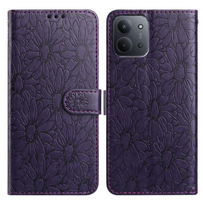 Funda de teléfono de cuero con relieve de margarita, For Redmi K90 Pro Max / Poco F8 Ultra, For Redmi K90 / Poco F8 Pro, For Redmi 15C 5G / 4G EU 173mm, For Redmi 15 5G / 4G EU 171mm, For Redmi 15C 5G / 4G Global 171mm, For Redmi A5 4G 173.3mm         ...