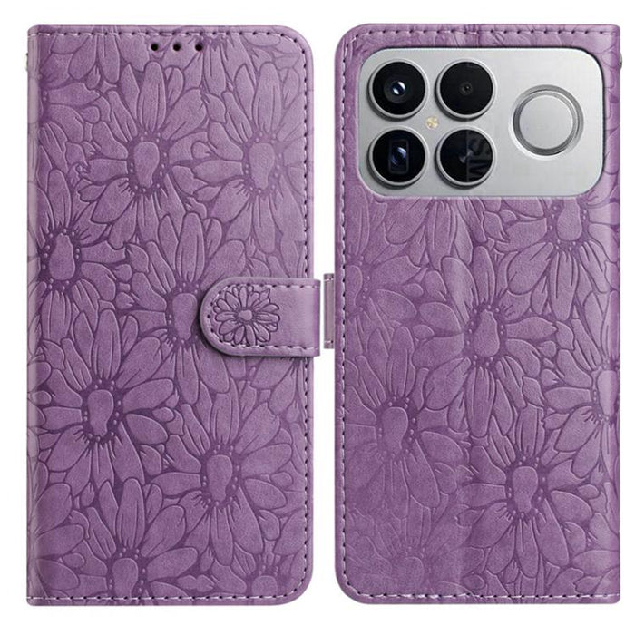 Funda de teléfono de cuero con relieve de margarita, For Redmi K90 Pro Max / Poco F8 Ultra, For Redmi K90 / Poco F8 Pro, For Redmi 15C 5G / 4G EU 173mm, For Redmi 15 5G / 4G EU 171mm, For Redmi 15C 5G / 4G Global 171mm, For Redmi A5 4G 173.3mm         ...