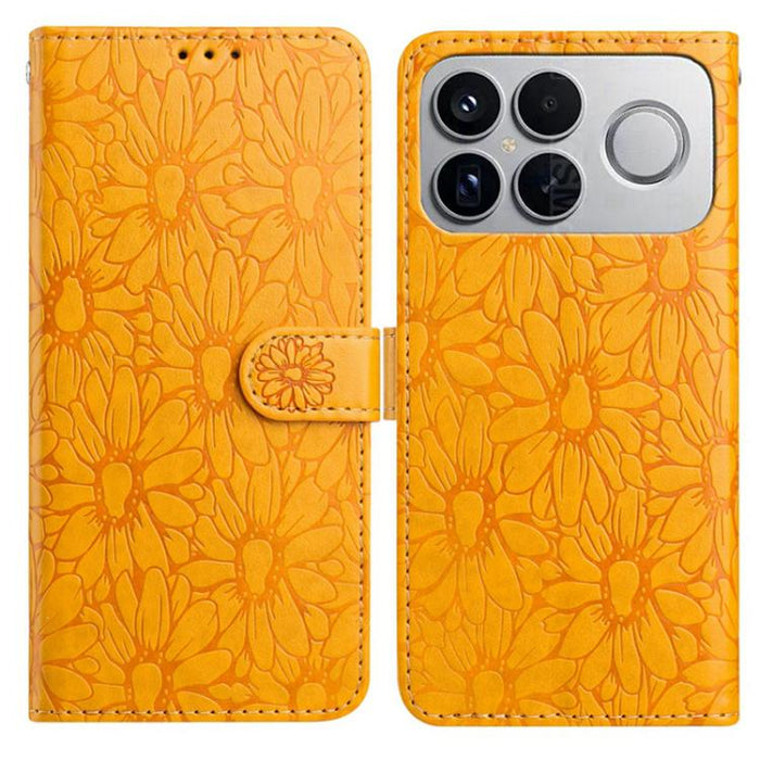 Funda de teléfono de cuero con relieve de margarita, For Redmi K90 Pro Max / Poco F8 Ultra, For Redmi K90 / Poco F8 Pro, For Redmi 15C 5G / 4G EU 173mm, For Redmi 15 5G / 4G EU 171mm, For Redmi 15C 5G / 4G Global 171mm, For Redmi A5 4G 173.3mm         ...