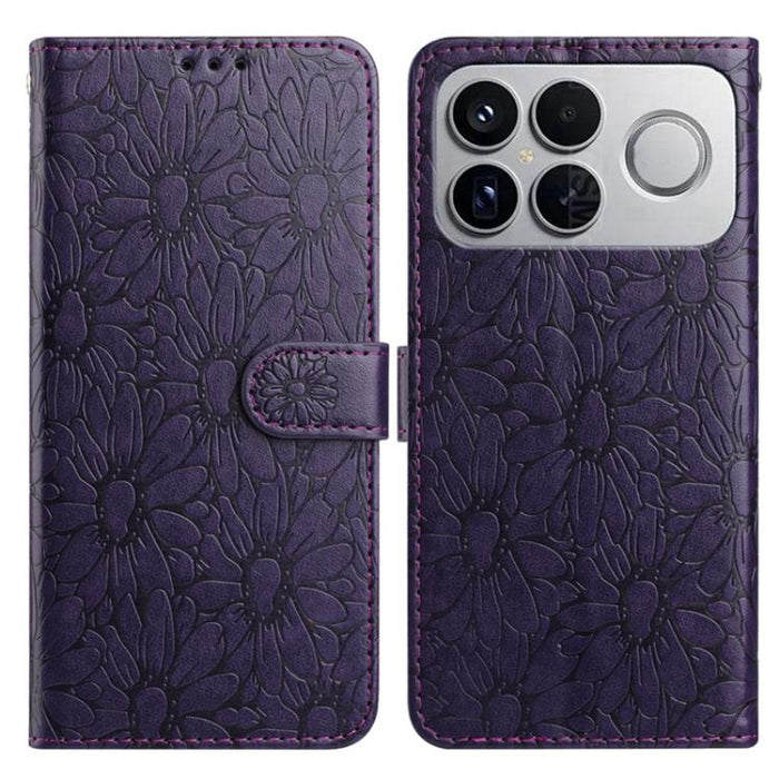Funda de teléfono de cuero con relieve de margarita, For Redmi K90 Pro Max / Poco F8 Ultra, For Redmi K90 / Poco F8 Pro, For Redmi 15C 5G / 4G EU 173mm, For Redmi 15 5G / 4G EU 171mm, For Redmi 15C 5G / 4G Global 171mm, For Redmi A5 4G 173.3mm         ...