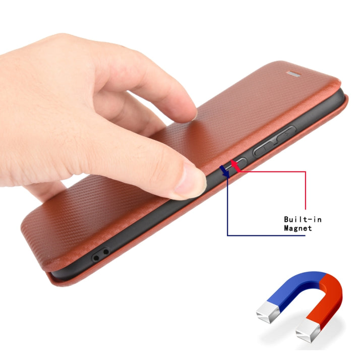 Textura de fibra de carbono Flip horizontal magnético TPU + PC + Funda de cuero PU con ranura para tarjeta, For Kyocera Android One S6, For Kyocera Gratina KYV48, For Ulefone Note 9P, For Sharp Aquos Zero 5G Basic, For iPod Touch 5 / 6 / 7
