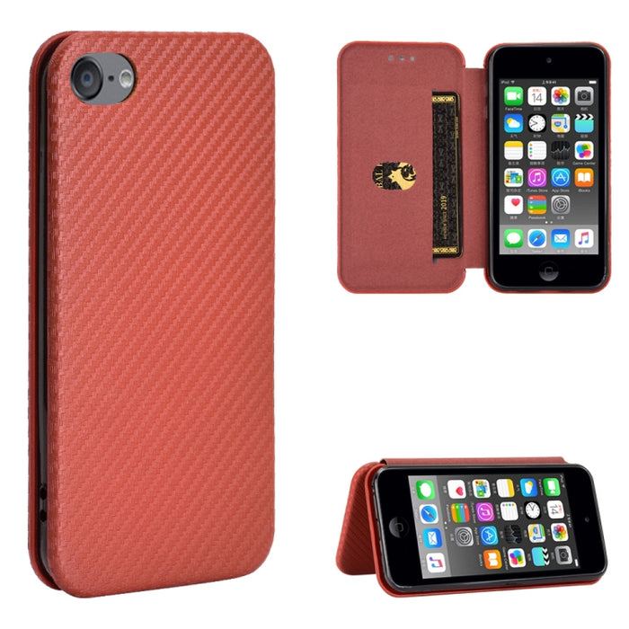 Textura de fibra de carbono Flip horizontal magnético TPU + PC + Funda de cuero PU con ranura para tarjeta, For Kyocera Android One S6, For Kyocera Gratina KYV48, For Ulefone Note 9P, For Sharp Aquos Zero 5G Basic, For iPod Touch 5 / 6 / 7
