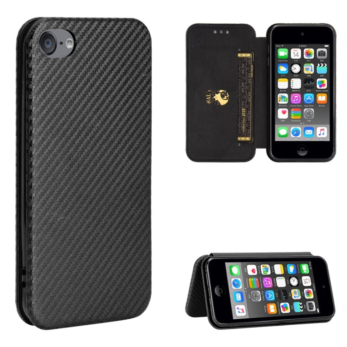 Textura de fibra de carbono Flip horizontal magnético TPU + PC + Funda de cuero PU con ranura para tarjeta, For Kyocera Android One S6, For Kyocera Gratina KYV48, For Ulefone Note 9P, For Sharp Aquos Zero 5G Basic, For iPod Touch 5 / 6 / 7