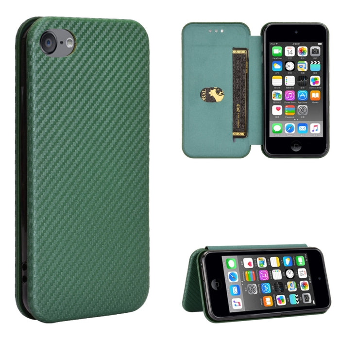 Textura de fibra de carbono Flip horizontal magnético TPU + PC + Funda de cuero PU con ranura para tarjeta, For Kyocera Android One S6, For Kyocera Gratina KYV48, For Ulefone Note 9P, For Sharp Aquos Zero 5G Basic, For iPod Touch 5 / 6 / 7