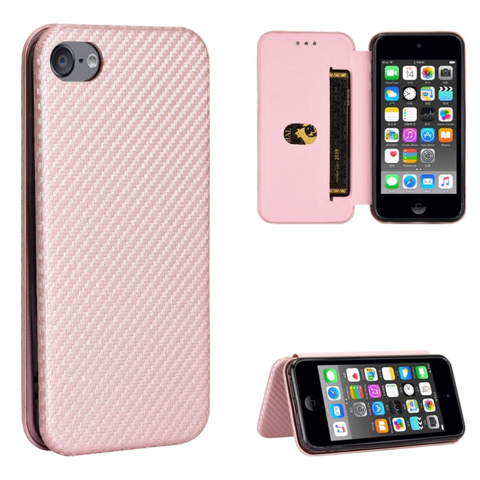 Textura de fibra de carbono Flip horizontal magnético TPU + PC + Funda de cuero PU con ranura para tarjeta, For Kyocera Android One S6, For Kyocera Gratina KYV48, For Ulefone Note 9P, For Sharp Aquos Zero 5G Basic, For iPod Touch 5 / 6 / 7