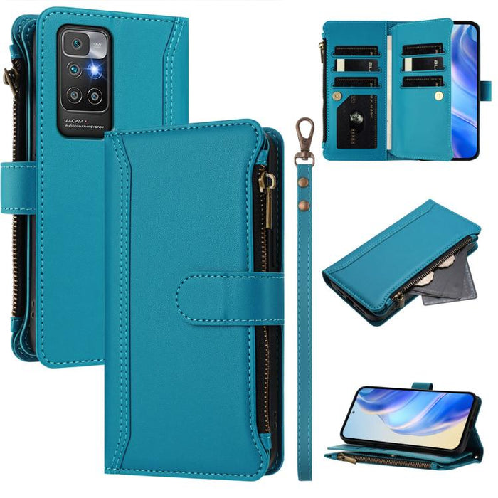 Estuche de piel con cierre magnético, 9 ranuras para tarjetas y cremallera, con correa de mano., For Redmi K60 / K60 Pro / Poco F5 Pro, For Redmi Note 11 / 11S 4G / 12S 4G, For Redmi A1+ / A2+ / Poco C50 / Poco C51, For Redmi Note 11 Pro 4G / 5G       ...