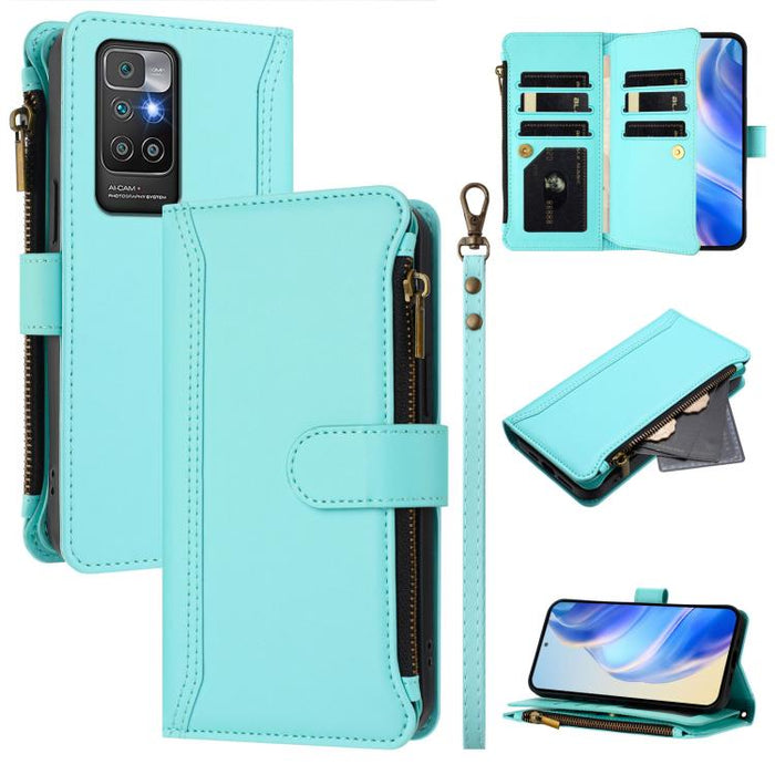 Estuche de piel con cierre magnético, 9 ranuras para tarjetas y cremallera, con correa de mano., For Redmi K60 / K60 Pro / Poco F5 Pro, For Redmi Note 11 / 11S 4G / 12S 4G, For Redmi A1+ / A2+ / Poco C50 / Poco C51, For Redmi Note 11 Pro 4G / 5G       ...