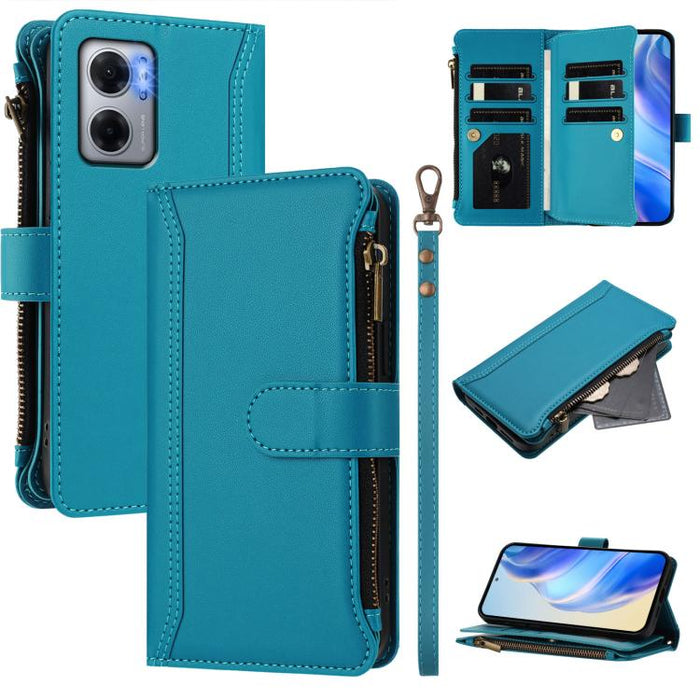 Estuche de piel con cierre magnético, 9 ranuras para tarjetas y cremallera, con correa de mano., For Redmi K60 / K60 Pro / Poco F5 Pro, For Redmi Note 11 / 11S 4G / 12S 4G, For Redmi A1+ / A2+ / Poco C50 / Poco C51, For Redmi Note 11 Pro 4G / 5G       ...