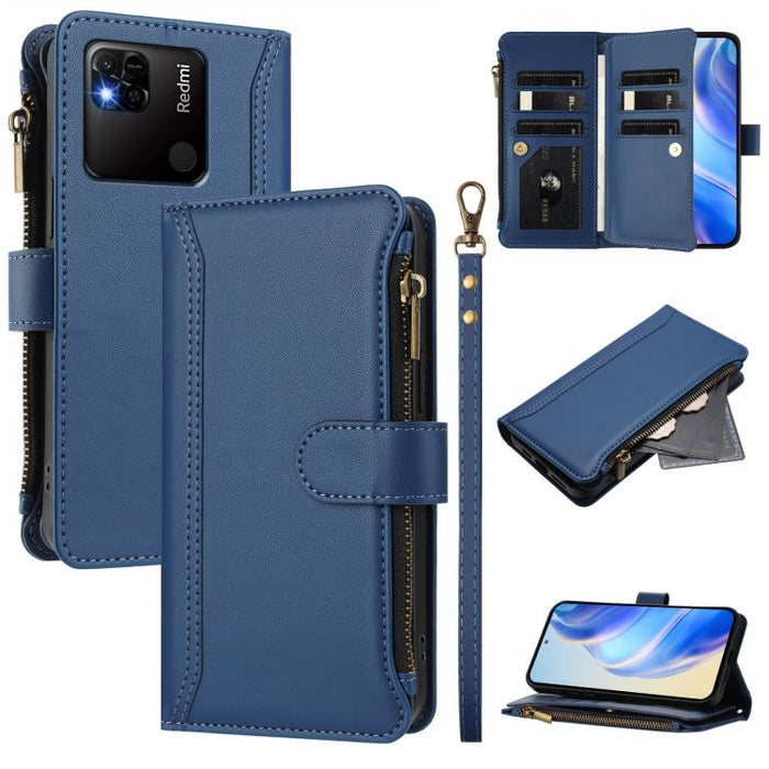 Estuche de piel con cierre magnético, 9 ranuras para tarjetas y cremallera, con correa de mano., For Redmi K60 / K60 Pro / Poco F5 Pro, For Redmi Note 11 / 11S 4G / 12S 4G, For Redmi A1+ / A2+ / Poco C50 / Poco C51, For Redmi Note 11 Pro 4G / 5G       ...