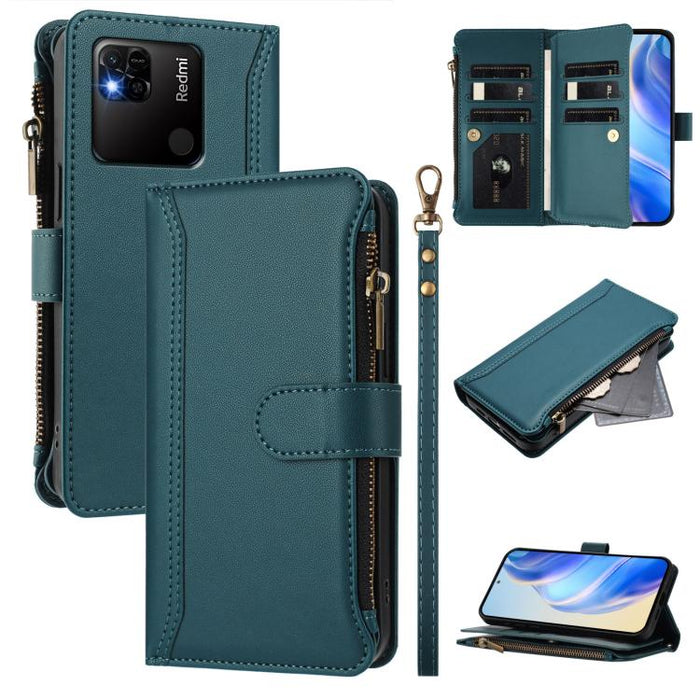 Estuche de piel con cierre magnético, 9 ranuras para tarjetas y cremallera, con correa de mano., For Redmi K60 / K60 Pro / Poco F5 Pro, For Redmi Note 11 / 11S 4G / 12S 4G, For Redmi A1+ / A2+ / Poco C50 / Poco C51, For Redmi Note 11 Pro 4G / 5G       ...