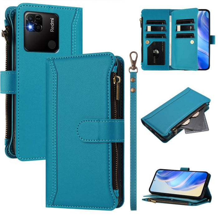Estuche de piel con cierre magnético, 9 ranuras para tarjetas y cremallera, con correa de mano., For Redmi K60 / K60 Pro / Poco F5 Pro, For Redmi Note 11 / 11S 4G / 12S 4G, For Redmi A1+ / A2+ / Poco C50 / Poco C51, For Redmi Note 11 Pro 4G / 5G       ...