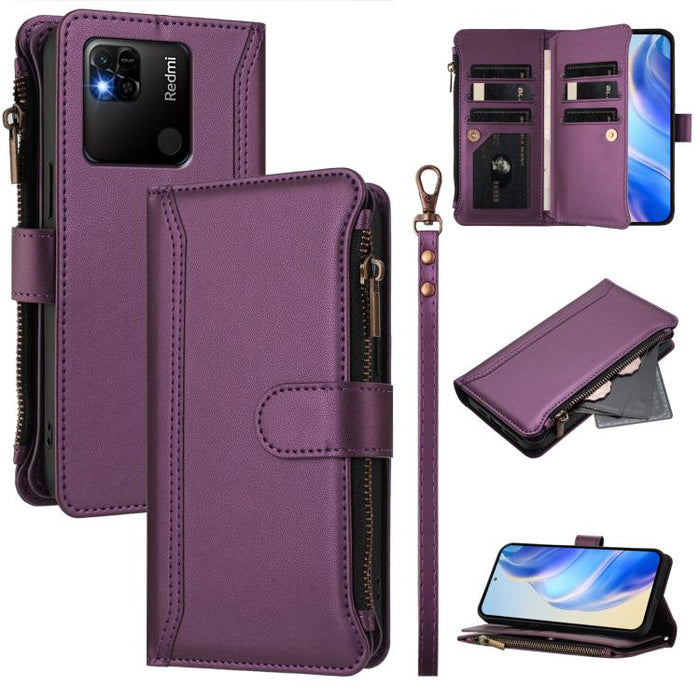 Estuche de piel con cierre magnético, 9 ranuras para tarjetas y cremallera, con correa de mano., For Redmi K60 / K60 Pro / Poco F5 Pro, For Redmi Note 11 / 11S 4G / 12S 4G, For Redmi A1+ / A2+ / Poco C50 / Poco C51, For Redmi Note 11 Pro 4G / 5G       ...