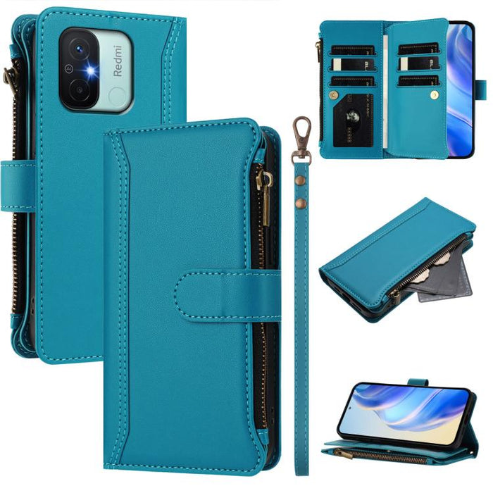 Estuche de piel con cierre magnético, 9 ranuras para tarjetas y cremallera, con correa de mano., For Redmi K60 / K60 Pro / Poco F5 Pro, For Redmi Note 11 / 11S 4G / 12S 4G, For Redmi A1+ / A2+ / Poco C50 / Poco C51, For Redmi Note 11 Pro 4G / 5G       ...
