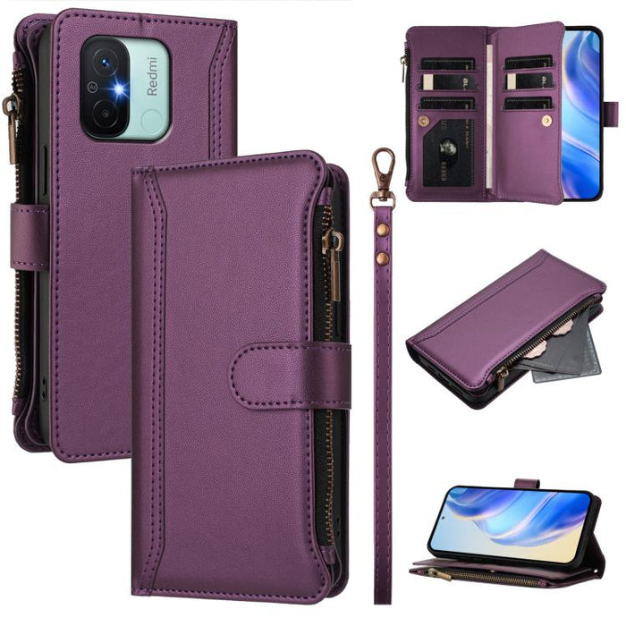 Estuche de piel con cierre magnético, 9 ranuras para tarjetas y cremallera, con correa de mano., For Redmi K60 / K60 Pro / Poco F5 Pro, For Redmi Note 11 / 11S 4G / 12S 4G, For Redmi A1+ / A2+ / Poco C50 / Poco C51, For Redmi Note 11 Pro 4G / 5G       ...