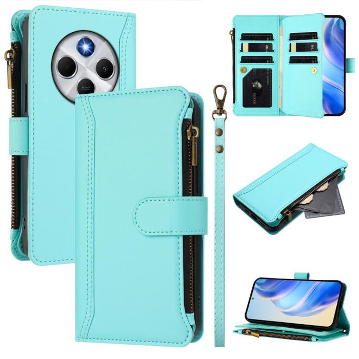 Estuche de piel con cierre magnético, 9 ranuras para tarjetas y cremallera, con correa de mano., For Redmi K80 / K80 Pro, For Redmi Note 14 Pro 4G, For Redmi Note 14 4G 163.25mm, For Redmi 14C 4G / 14R 5G / A3 Pro, For Redmi Note 14 Pro+ 5G            ...