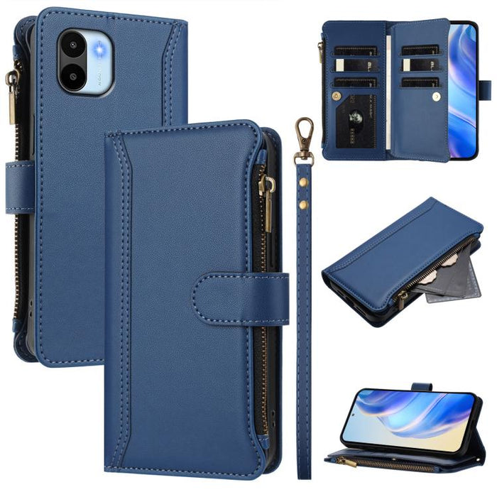 Estuche de piel con cierre magnético, 9 ranuras para tarjetas y cremallera, con correa de mano., For Redmi K60 / K60 Pro / Poco F5 Pro, For Redmi Note 11 / 11S 4G / 12S 4G, For Redmi A1+ / A2+ / Poco C50 / Poco C51, For Redmi Note 11 Pro 4G / 5G       ...
