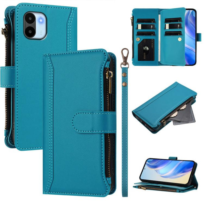 Estuche de piel con cierre magnético, 9 ranuras para tarjetas y cremallera, con correa de mano., For Redmi K60 / K60 Pro / Poco F5 Pro, For Redmi Note 11 / 11S 4G / 12S 4G, For Redmi A1+ / A2+ / Poco C50 / Poco C51, For Redmi Note 11 Pro 4G / 5G       ...