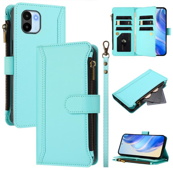 Estuche de piel con cierre magnético, 9 ranuras para tarjetas y cremallera, con correa de mano., For Redmi K60 / K60 Pro / Poco F5 Pro, For Redmi Note 11 / 11S 4G / 12S 4G, For Redmi A1+ / A2+ / Poco C50 / Poco C51, For Redmi Note 11 Pro 4G / 5G       ...