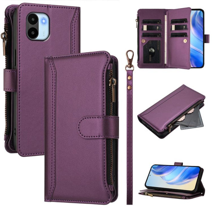 Estuche de piel con cierre magnético, 9 ranuras para tarjetas y cremallera, con correa de mano., For Redmi K60 / K60 Pro / Poco F5 Pro, For Redmi Note 11 / 11S 4G / 12S 4G, For Redmi A1+ / A2+ / Poco C50 / Poco C51, For Redmi Note 11 Pro 4G / 5G       ...