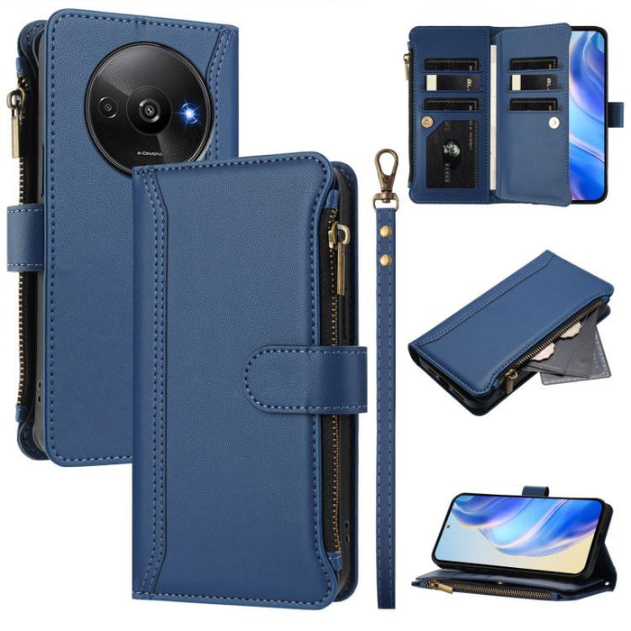 Estuche de piel con cierre magnético, 9 ranuras para tarjetas y cremallera, con correa de mano., For Redmi K80 / K80 Pro, For Redmi Note 14 Pro 4G, For Redmi Note 14 4G 163.25mm, For Redmi 14C 4G / 14R 5G / A3 Pro, For Redmi Note 14 Pro+ 5G            ...