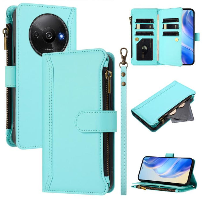Estuche de piel con cierre magnético, 9 ranuras para tarjetas y cremallera, con correa de mano., For Redmi K80 / K80 Pro, For Redmi Note 14 Pro 4G, For Redmi Note 14 4G 163.25mm, For Redmi 14C 4G / 14R 5G / A3 Pro, For Redmi Note 14 Pro+ 5G            ...