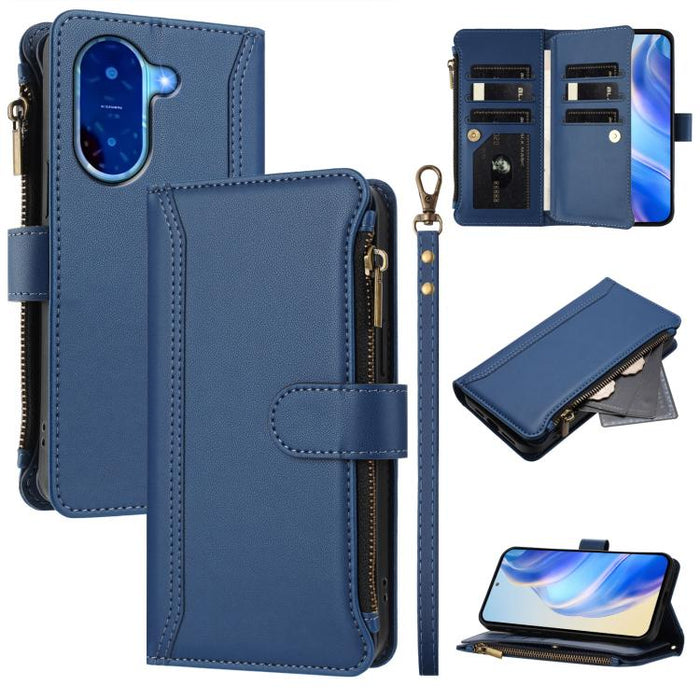 Estuche de piel con cierre magnético, 9 ranuras para tarjetas y cremallera, con correa de mano., For Redmi A5 4G 171.7mm / Poco C71, For Redmi K90 Max 5G, For Redmi A7 Pro 4G Global / Poco C85x 5G, For Redmi 15a 5G Global                               ...
