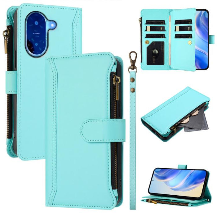 Estuche de piel con cierre magnético, 9 ranuras para tarjetas y cremallera, con correa de mano., For Redmi A5 4G 171.7mm / Poco C71, For Redmi K90 Max 5G, For Redmi A7 Pro 4G Global / Poco C85x 5G, For Redmi 15a 5G Global                               ...