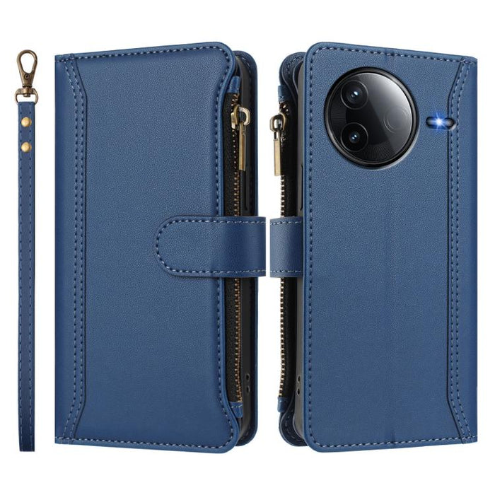 Estuche de piel con cierre magnético, 9 ranuras para tarjetas y cremallera, con correa de mano., For Redmi K80 / K80 Pro, For Redmi Note 14 Pro 4G, For Redmi Note 14 4G 163.25mm, For Redmi 14C 4G / 14R 5G / A3 Pro, For Redmi Note 14 Pro+ 5G            ...