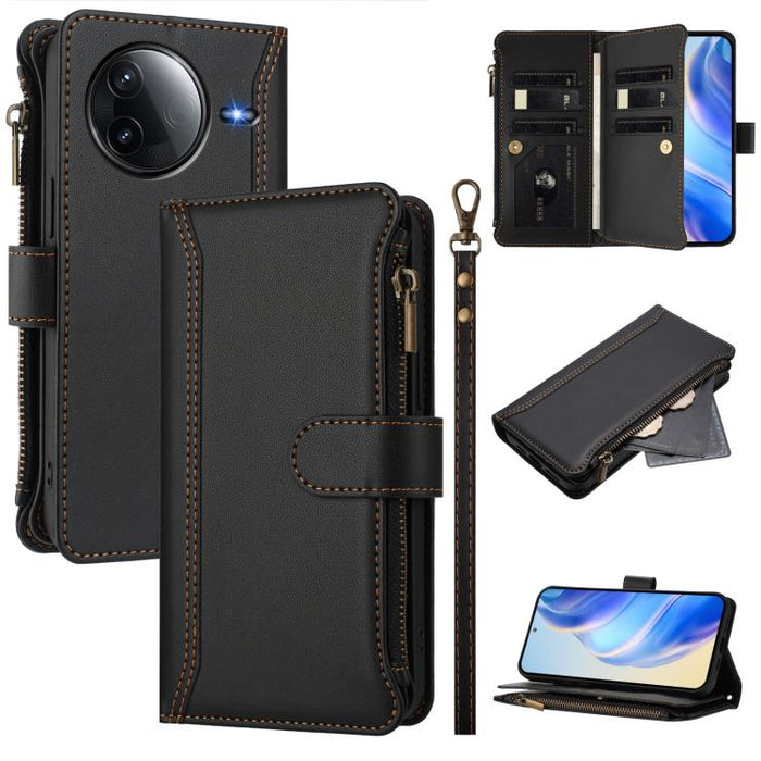 Estuche de piel con cierre magnético, 9 ranuras para tarjetas y cremallera, con correa de mano., For Redmi K80 / K80 Pro, For Redmi Note 14 Pro 4G, For Redmi Note 14 4G 163.25mm, For Redmi 14C 4G / 14R 5G / A3 Pro, For Redmi Note 14 Pro+ 5G            ...