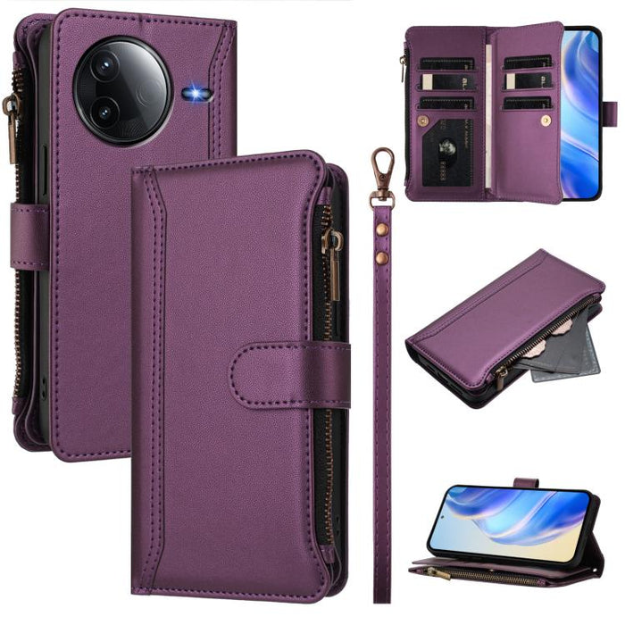 Estuche de piel con cierre magnético, 9 ranuras para tarjetas y cremallera, con correa de mano., For Redmi K80 / K80 Pro, For Redmi Note 14 Pro 4G, For Redmi Note 14 4G 163.25mm, For Redmi 14C 4G / 14R 5G / A3 Pro, For Redmi Note 14 Pro+ 5G            ...