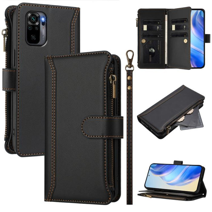Estuche de piel con cierre magnético, 9 ranuras para tarjetas y cremallera, con correa de mano., For Redmi K60 / K60 Pro / Poco F5 Pro, For Redmi Note 11 / 11S 4G / 12S 4G, For Redmi A1+ / A2+ / Poco C50 / Poco C51, For Redmi Note 11 Pro 4G / 5G       ...