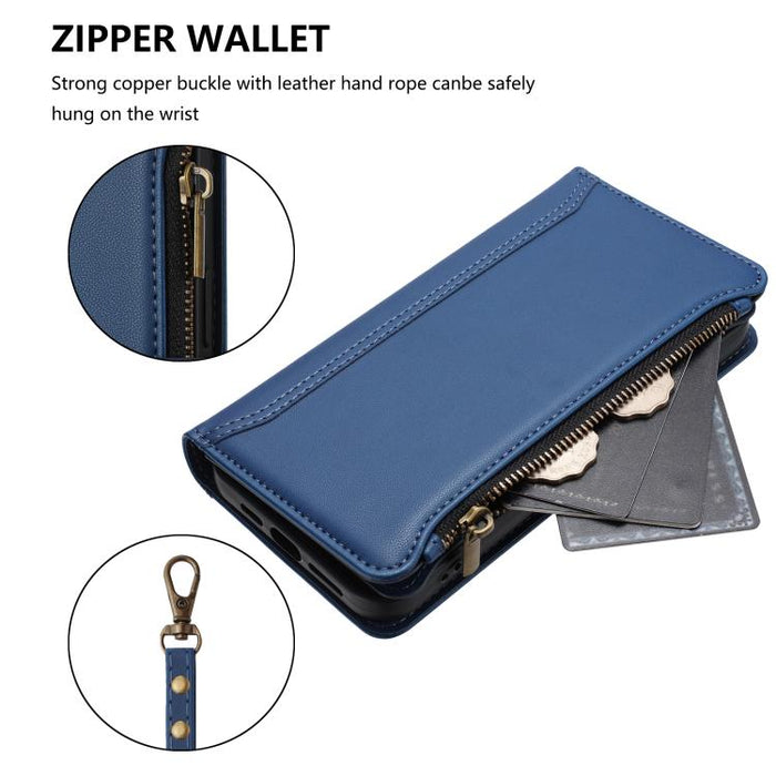 Estuche de piel con cierre magnético, 9 ranuras para tarjetas y cremallera, con correa de mano., For Redmi Note 11 / 11S 4G / 12S 4G, For Redmi A1+ / A2+ / Poco C50 / Poco C51, For Redmi Note 11 Pro 4G / 5G, For Redmi Note 12 4G Global, For Redmi A1 / ...
