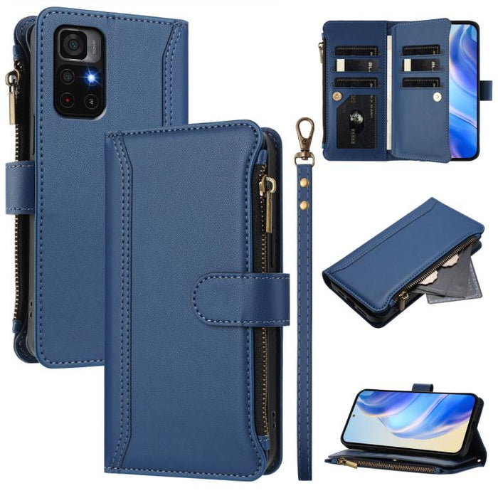 Estuche de piel con cierre magnético, 9 ranuras para tarjetas y cremallera, con correa de mano., For Redmi K60 / K60 Pro / Poco F5 Pro, For Redmi Note 11 / 11S 4G / 12S 4G, For Redmi A1+ / A2+ / Poco C50 / Poco C51, For Redmi Note 11 Pro 4G / 5G       ...