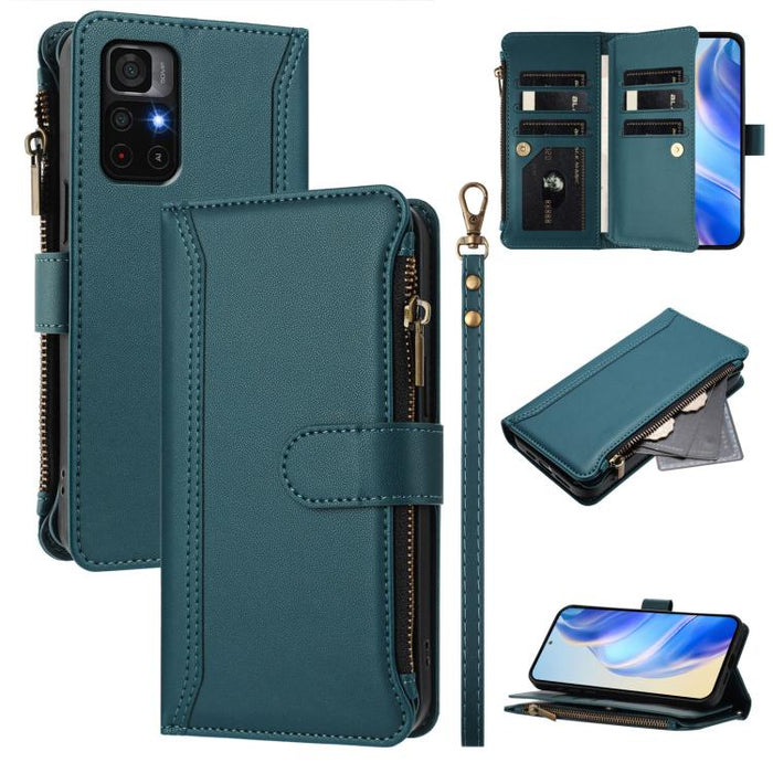 Estuche de piel con cierre magnético, 9 ranuras para tarjetas y cremallera, con correa de mano., For Redmi K60 / K60 Pro / Poco F5 Pro, For Redmi Note 11 / 11S 4G / 12S 4G, For Redmi A1+ / A2+ / Poco C50 / Poco C51, For Redmi Note 11 Pro 4G / 5G       ...
