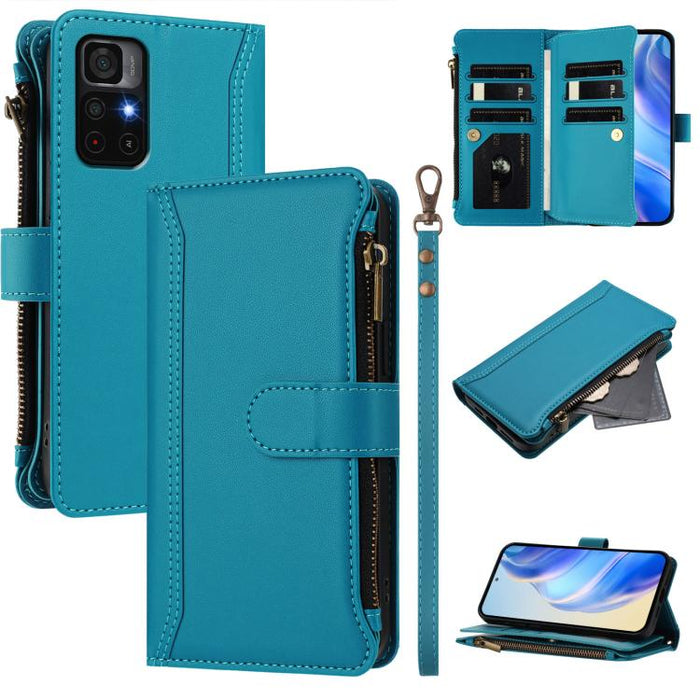 Estuche de piel con cierre magnético, 9 ranuras para tarjetas y cremallera, con correa de mano., For Redmi K60 / K60 Pro / Poco F5 Pro, For Redmi Note 11 / 11S 4G / 12S 4G, For Redmi A1+ / A2+ / Poco C50 / Poco C51, For Redmi Note 11 Pro 4G / 5G       ...