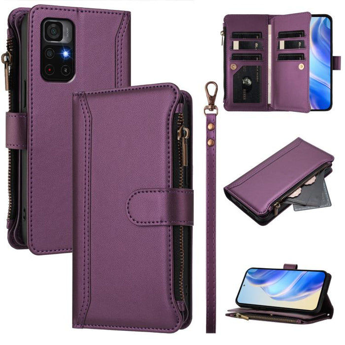 Estuche de piel con cierre magnético, 9 ranuras para tarjetas y cremallera, con correa de mano., For Redmi K60 / K60 Pro / Poco F5 Pro, For Redmi Note 11 / 11S 4G / 12S 4G, For Redmi A1+ / A2+ / Poco C50 / Poco C51, For Redmi Note 11 Pro 4G / 5G       ...