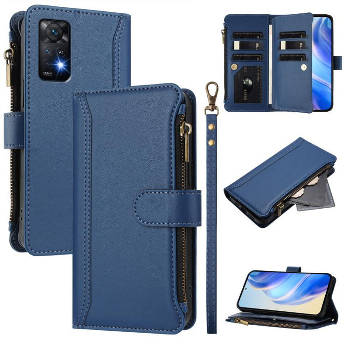 Estuche de piel con cierre magnético, 9 ranuras para tarjetas y cremallera, con correa de mano., For Redmi K60 / K60 Pro / Poco F5 Pro, For Redmi Note 11 / 11S 4G / 12S 4G, For Redmi A1+ / A2+ / Poco C50 / Poco C51, For Redmi Note 11 Pro 4G / 5G       ...
