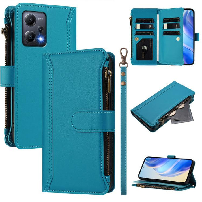 Estuche de piel con cierre magnético, 9 ranuras para tarjetas y cremallera, con correa de mano., For Redmi K60 / K60 Pro / Poco F5 Pro, For Redmi Note 11 / 11S 4G / 12S 4G, For Redmi A1+ / A2+ / Poco C50 / Poco C51, For Redmi Note 11 Pro 4G / 5G       ...