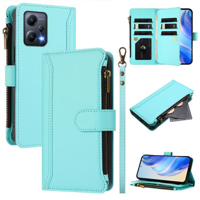 Estuche de piel con cierre magnético, 9 ranuras para tarjetas y cremallera, con correa de mano., For Redmi K60 / K60 Pro / Poco F5 Pro, For Redmi Note 11 / 11S 4G / 12S 4G, For Redmi A1+ / A2+ / Poco C50 / Poco C51, For Redmi Note 11 Pro 4G / 5G       ...