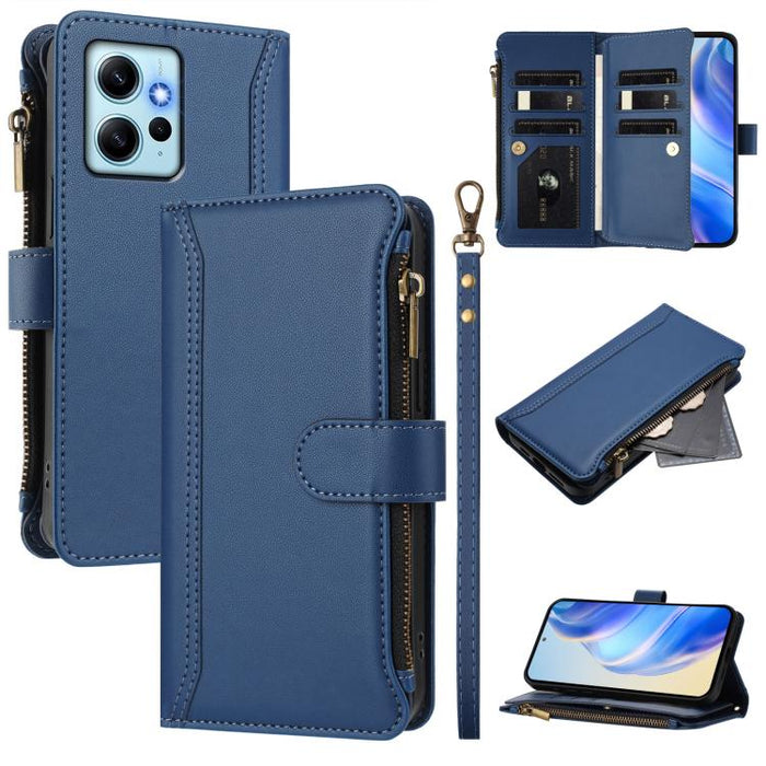 Estuche de piel con cierre magnético, 9 ranuras para tarjetas y cremallera, con correa de mano., For Redmi K60 / K60 Pro / Poco F5 Pro, For Redmi Note 11 / 11S 4G / 12S 4G, For Redmi A1+ / A2+ / Poco C50 / Poco C51, For Redmi Note 11 Pro 4G / 5G       ...