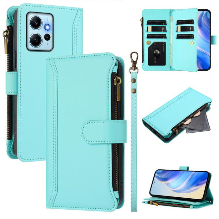 Estuche de piel con cierre magnético, 9 ranuras para tarjetas y cremallera, con correa de mano., For Redmi K60 / K60 Pro / Poco F5 Pro, For Redmi Note 11 / 11S 4G / 12S 4G, For Redmi A1+ / A2+ / Poco C50 / Poco C51, For Redmi Note 11 Pro 4G / 5G       ...