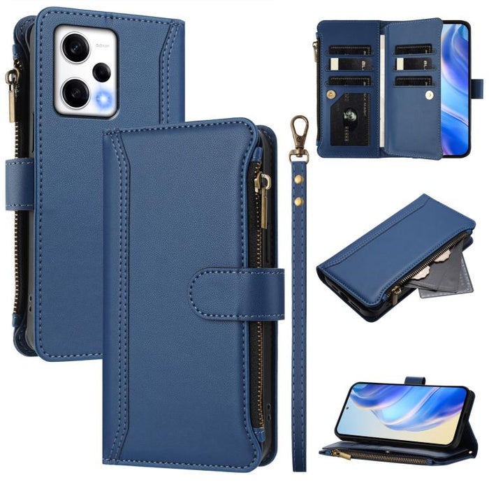 Estuche de piel con cierre magnético, 9 ranuras para tarjetas y cremallera, con correa de mano., For Redmi K60 / K60 Pro / Poco F5 Pro, For Redmi Note 11 / 11S 4G / 12S 4G, For Redmi A1+ / A2+ / Poco C50 / Poco C51, For Redmi Note 11 Pro 4G / 5G       ...