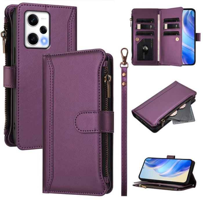 Estuche de piel con cierre magnético, 9 ranuras para tarjetas y cremallera, con correa de mano., For Redmi K60 / K60 Pro / Poco F5 Pro, For Redmi Note 11 / 11S 4G / 12S 4G, For Redmi A1+ / A2+ / Poco C50 / Poco C51, For Redmi Note 11 Pro 4G / 5G       ...