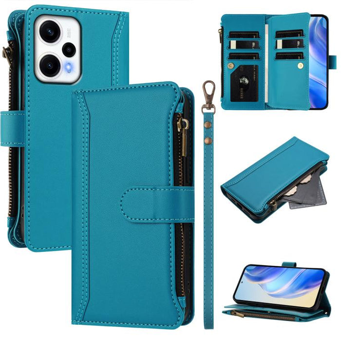 Estuche de piel con cierre magnético, 9 ranuras para tarjetas y cremallera, con correa de mano., For Redmi K80 / K80 Pro, For Redmi Note 14 Pro 4G, For Redmi Note 14 4G 163.25mm, For Redmi 14C 4G / 14R 5G / A3 Pro, For Redmi Note 14 Pro+ 5G            ...