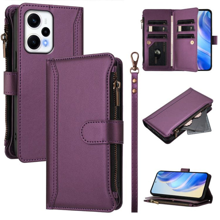 Estuche de piel con cierre magnético, 9 ranuras para tarjetas y cremallera, con correa de mano., For Redmi K80 / K80 Pro, For Redmi Note 14 Pro 4G, For Redmi Note 14 4G 163.25mm, For Redmi 14C 4G / 14R 5G / A3 Pro, For Redmi Note 14 Pro+ 5G            ...