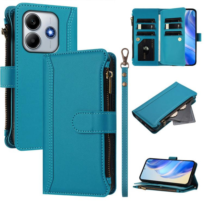 Estuche de piel con cierre magnético, 9 ranuras para tarjetas y cremallera, con correa de mano., For Redmi A5 4G 171.7mm / Poco C71, For Redmi K90 Max 5G, For Redmi A7 Pro 4G Global / Poco C85x 5G, For Redmi 15a 5G Global                               ...